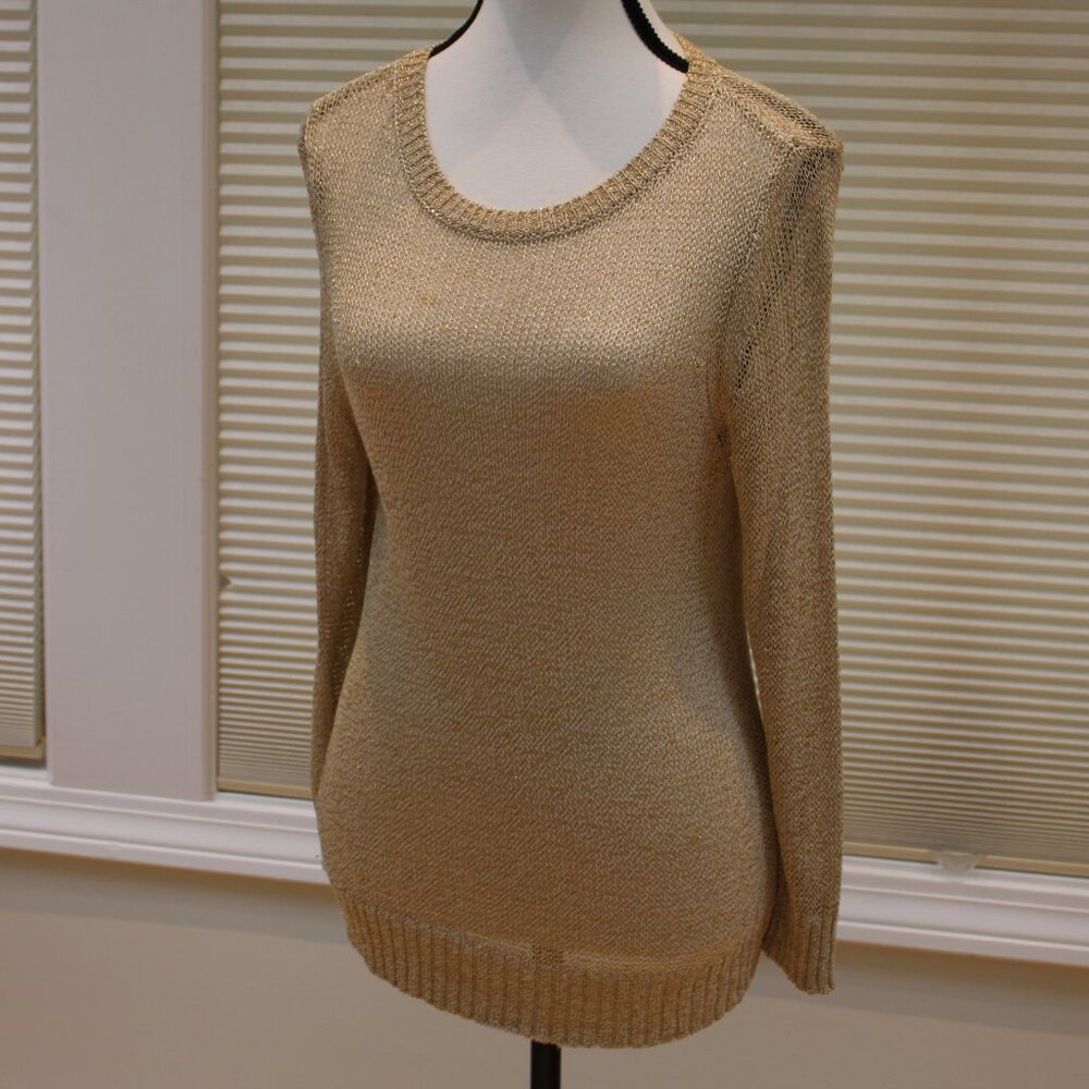 Loft Knit Crop Sweater - Gold -S - New- no tags.